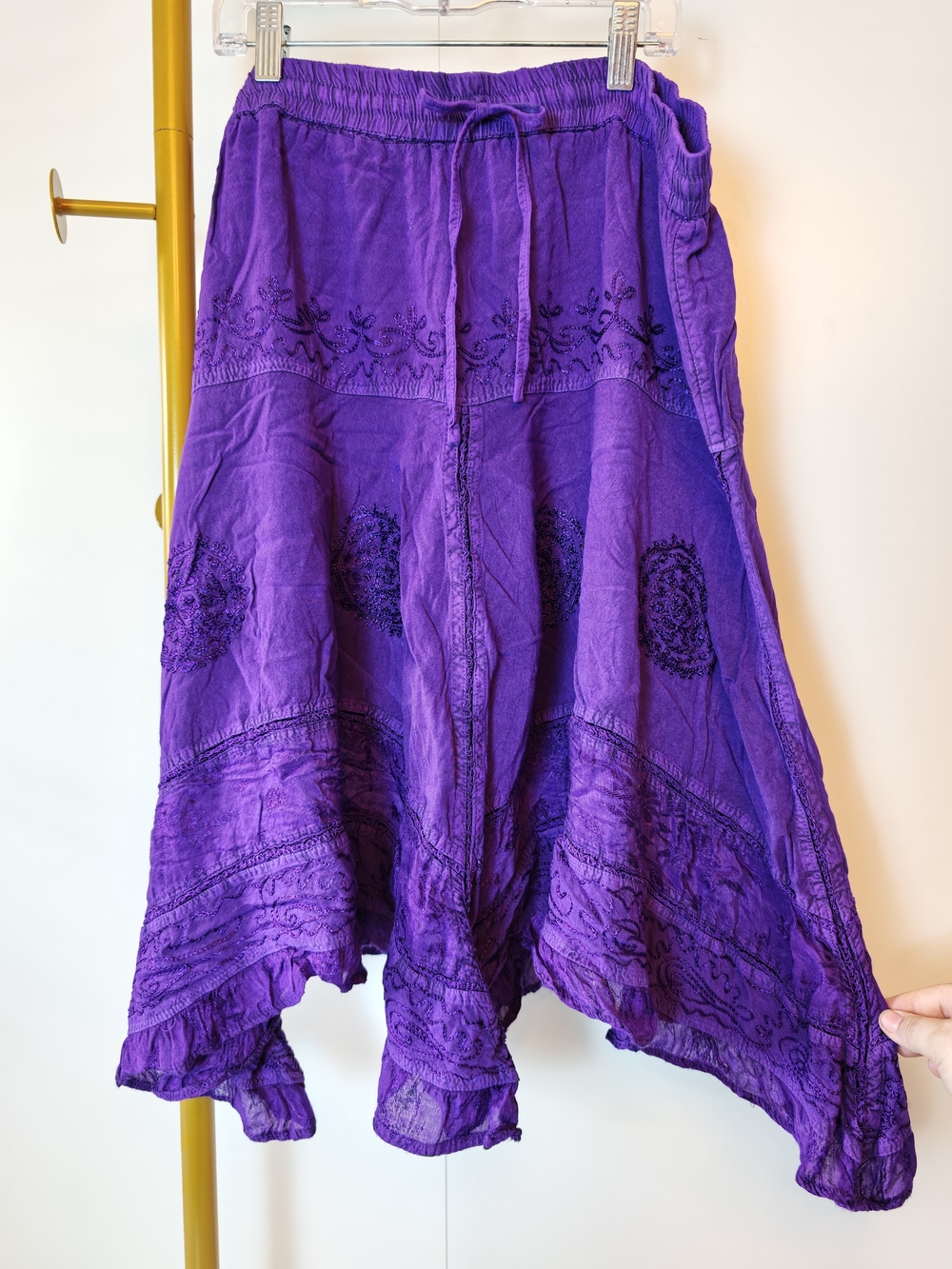 Vintage Fairy Grunge Purple Embroidered Women’s Gypsy Skirt